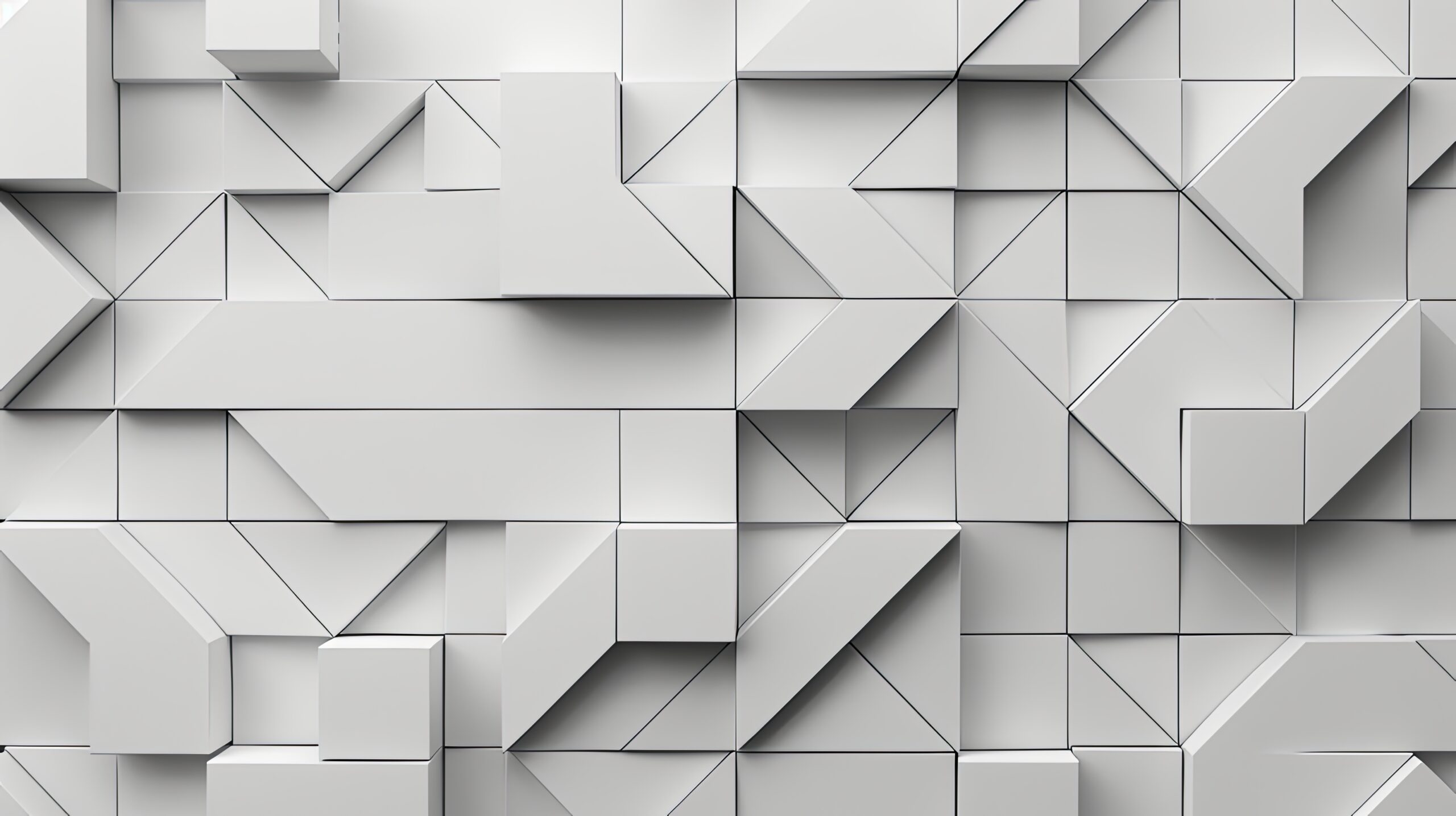 Abstract Geometric White 3D Cubes Wallpaper